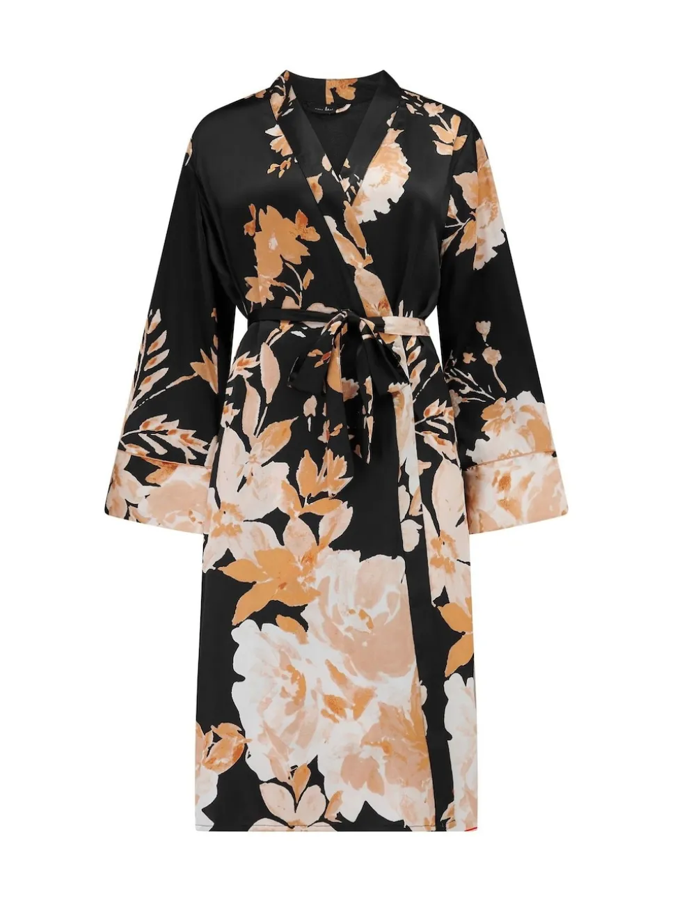 Pour Moi Black Dusk Printed Satin Midi Dressing Gown