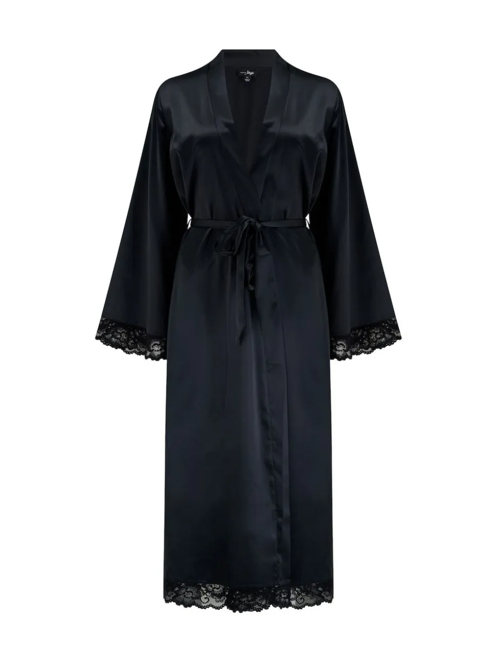 Pour Moi Black Dusk Satin Kimono Sleeve Midi Gown