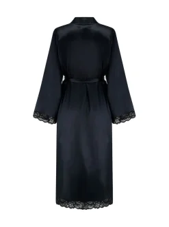 Pour Moi Black Dusk Satin Kimono Sleeve Midi Gown