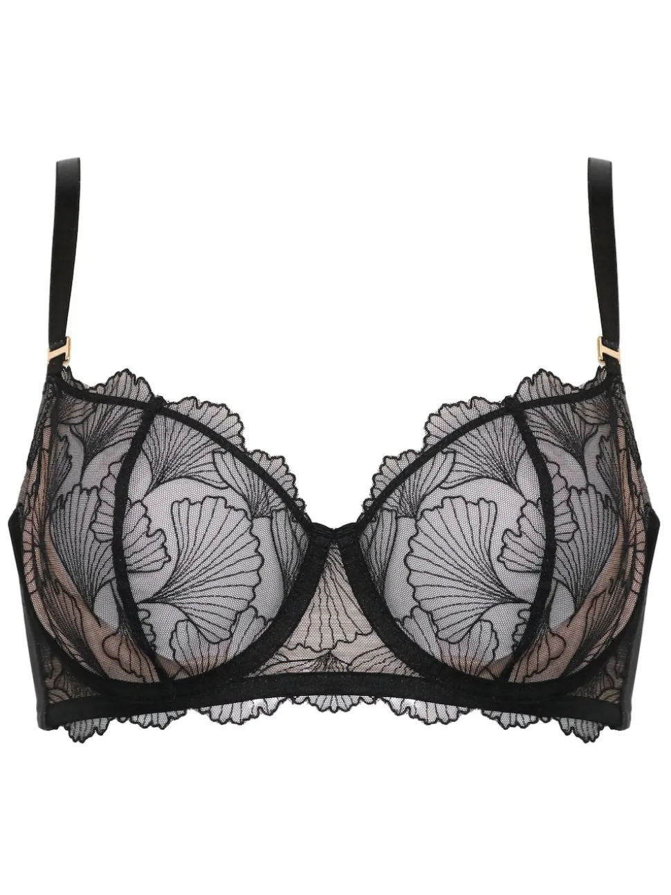 Pour Moi Black Ember Embroidered Non Padded Underwired Bra