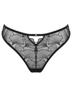 Pour Moi Black Ember Embroidered Thong