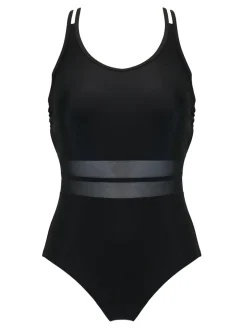Pour Moi Black Energy Double Strap Racerback Mesh Swimsuit