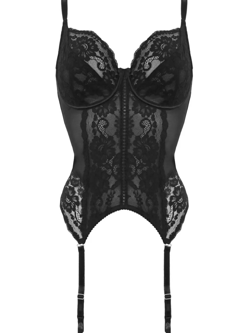 Pour Moi Black Fleur Non Padded Underwired Balcony Basque