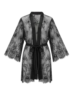 Pour Moi Black For Your Eyes Only Lace Robe