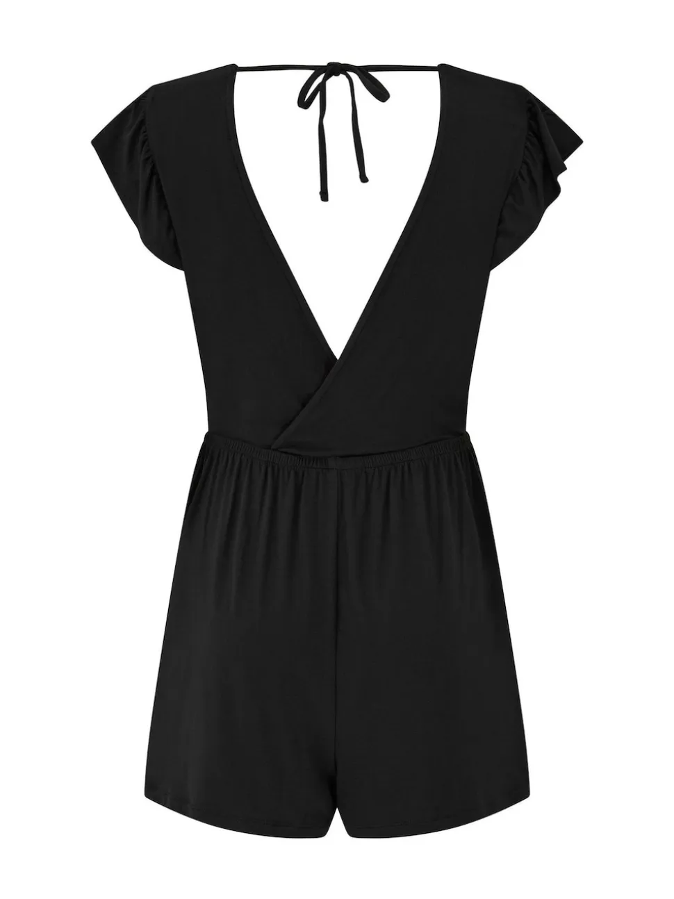 Pour Moi Black Frill Stretch Jersey Beach Playsuit