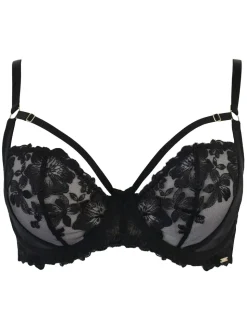 Pour Moi Black India Bold Floral Embroidery Non Pad Bra