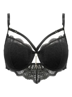Pour Moi Black India Demilicious Linear Lace Demi Padded Bra