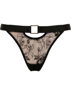 Pour Moi Black India Embroidery Thongs