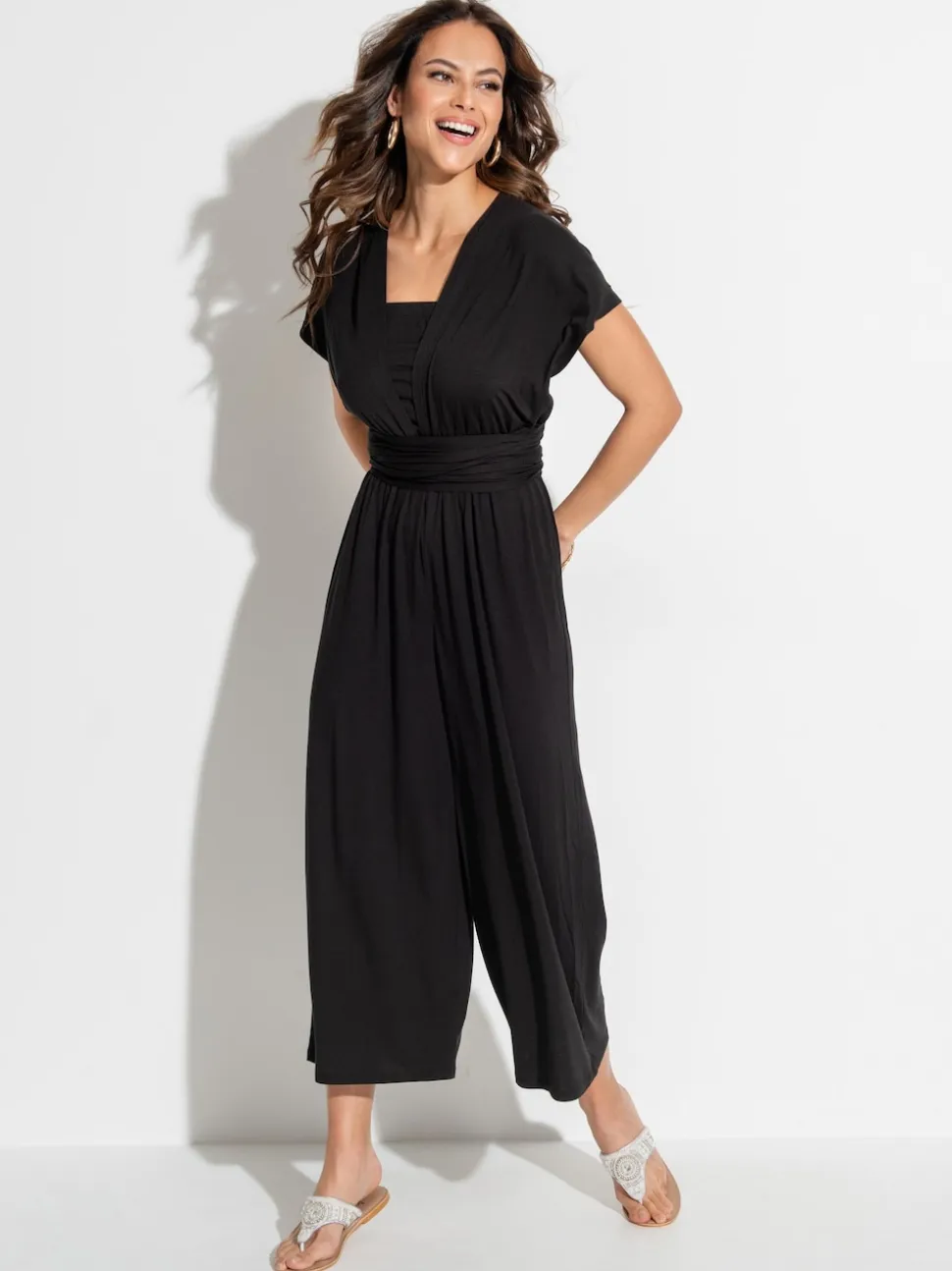 Pour Moi Black Multiway Jersey Beach Jumpsuit with Viscose