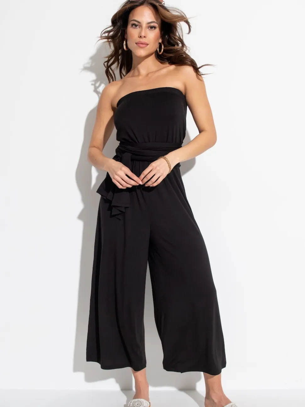 Pour Moi Black Multiway Jersey Beach Jumpsuit with Viscose