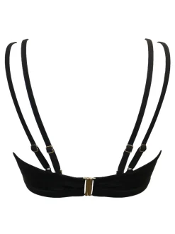 Pour Moi Black Non Padded Sydney Double Strap Underwired Longline Bikini Top