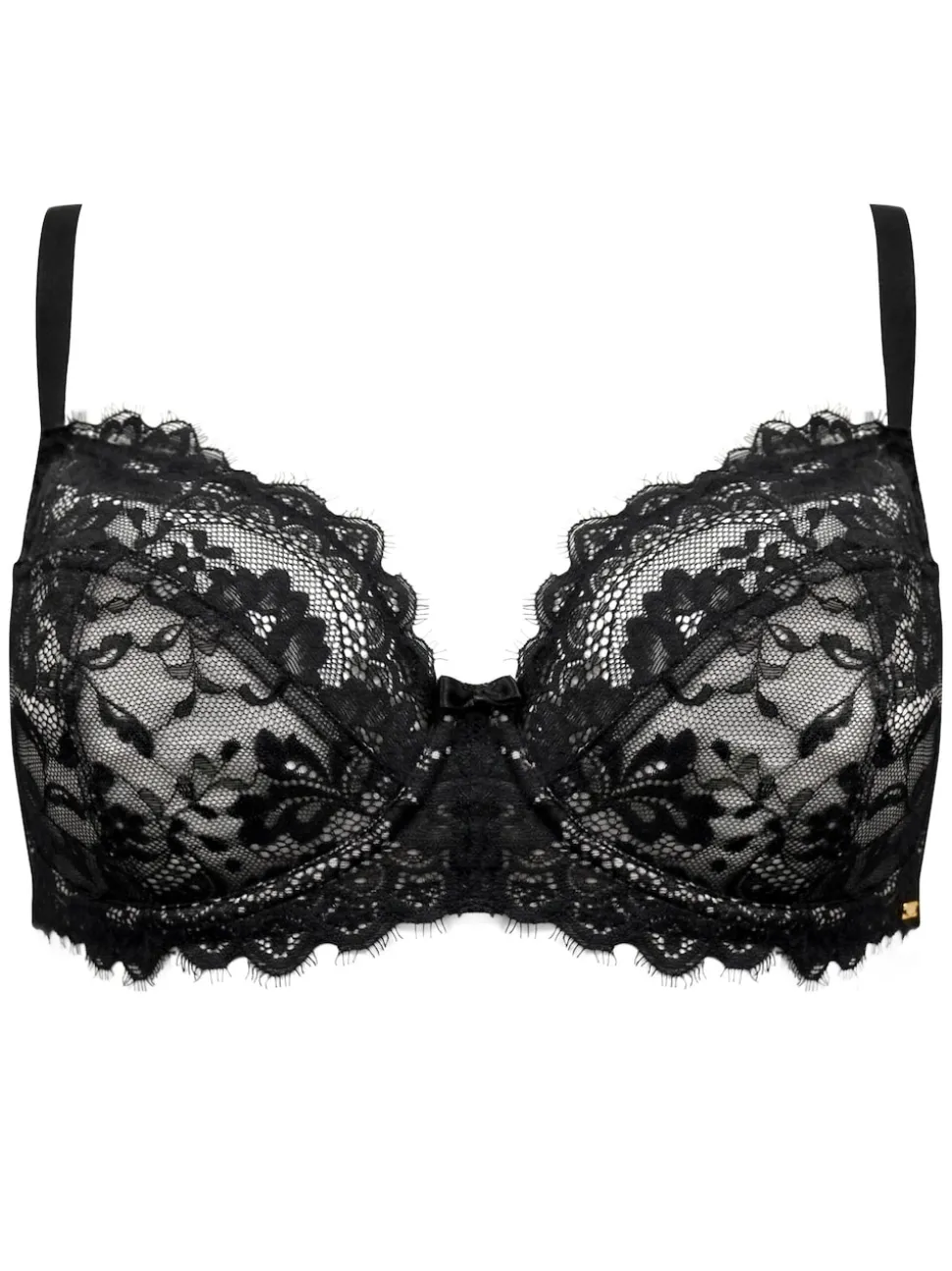 Pour Moi Black Non-Padded India Eyelash Lace Bra