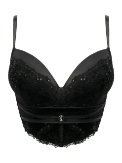 Pour Moi Black Sequin Push Up Intense Underwired Bra