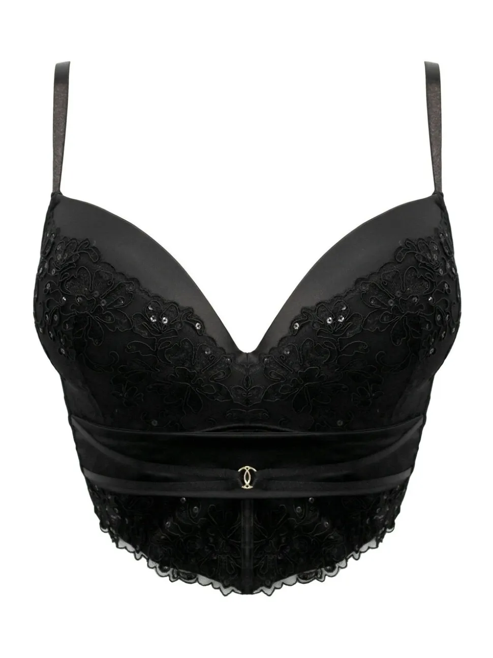 Pour Moi Black Sequin Push Up Intense Underwired Bra