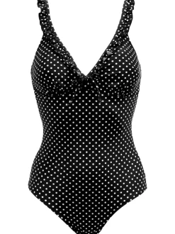 Pour Moi Black Sicily Tummy Control Frill Swimsuit