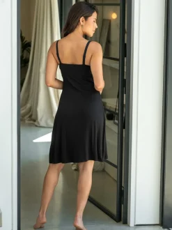 Pour Moi Black Sofa Loves Lace Knee Length Soft Jersey Chemise