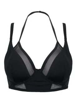 Pour Moi Black Sydney Underwired Mesh Longline Double Strap Bikini Top