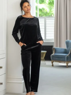 Pour Moi Black Velour Lounge Pyjamas Set