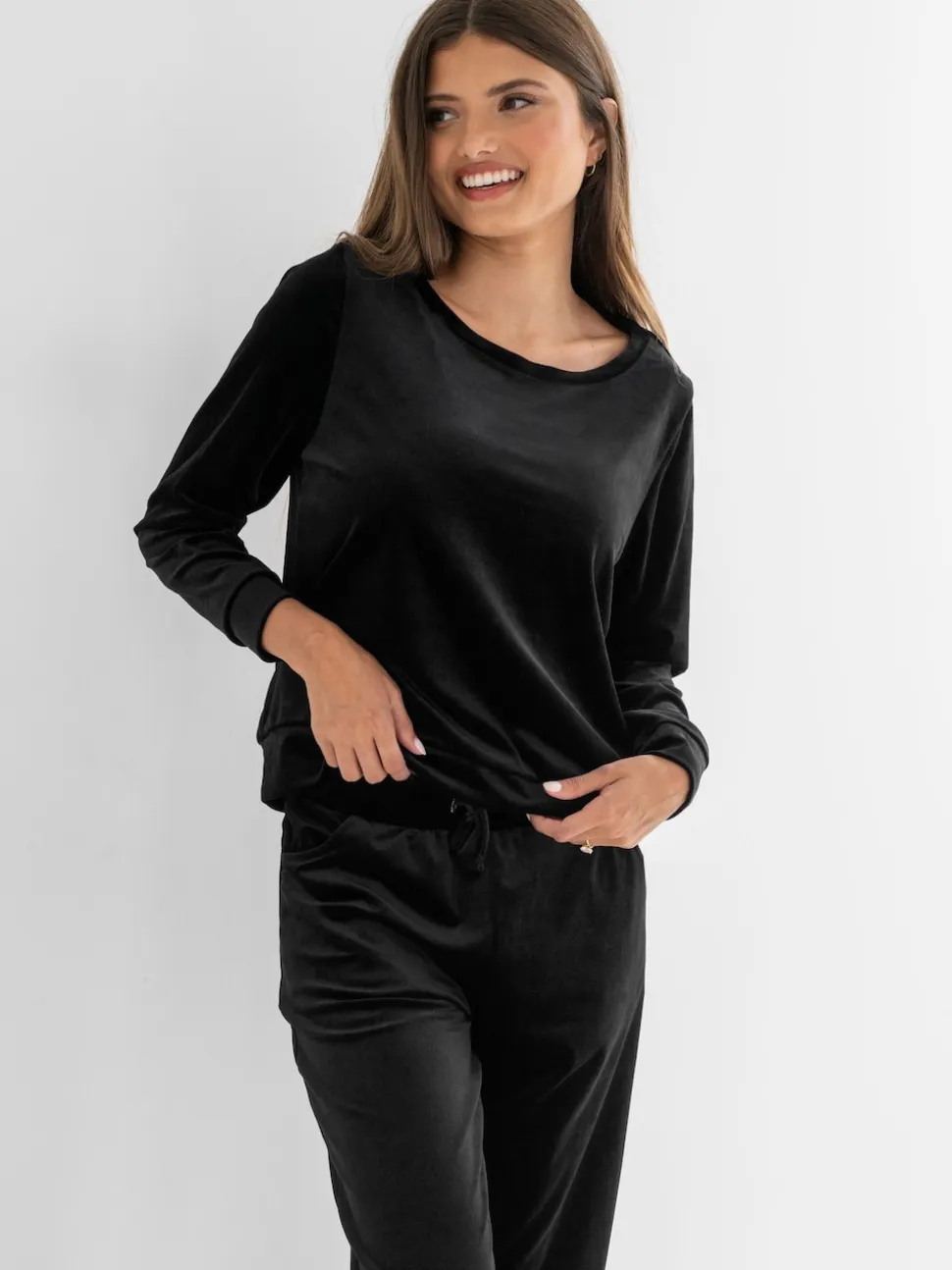Pour Moi Black Velour Lounge Pyjamas Set