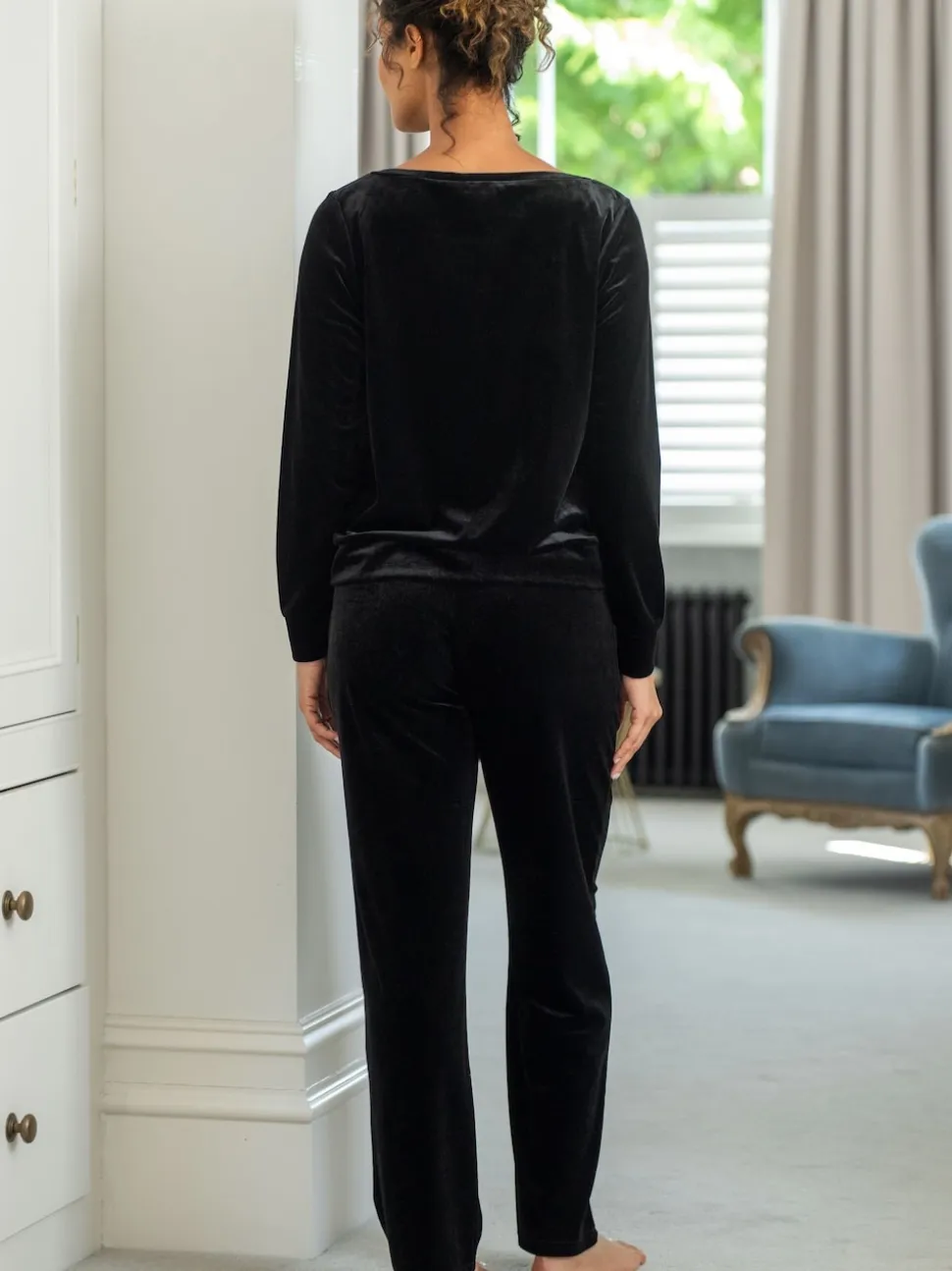 Pour Moi Black Velour Lounge Pyjamas Set