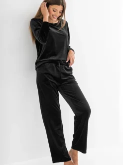 Pour Moi Black Velour Lounge Pyjamas Set