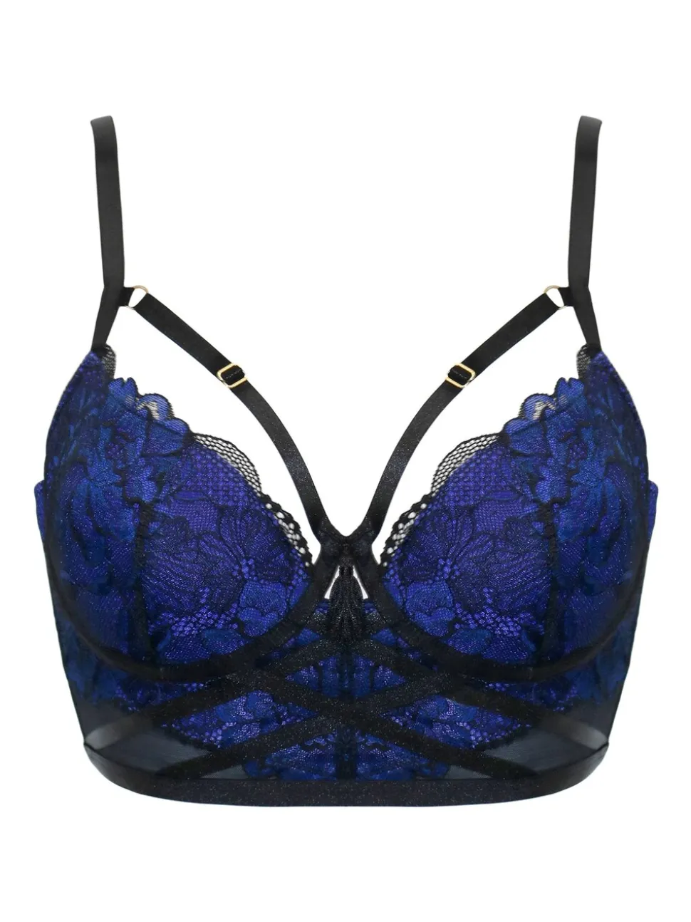 Pour Moi Black/Blue After Hours Padded Longline Bra