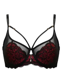 Pour Moi Black/Red Non Padded Desire Lightly Underwired Bra