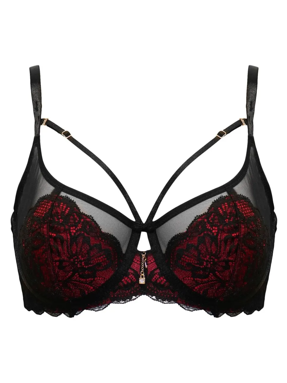 Pour Moi Black/Red Non Padded Desire Lightly Underwired Bra