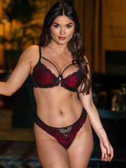 Pour Moi Black/Red Padded Desire Lightly Underwired Bra