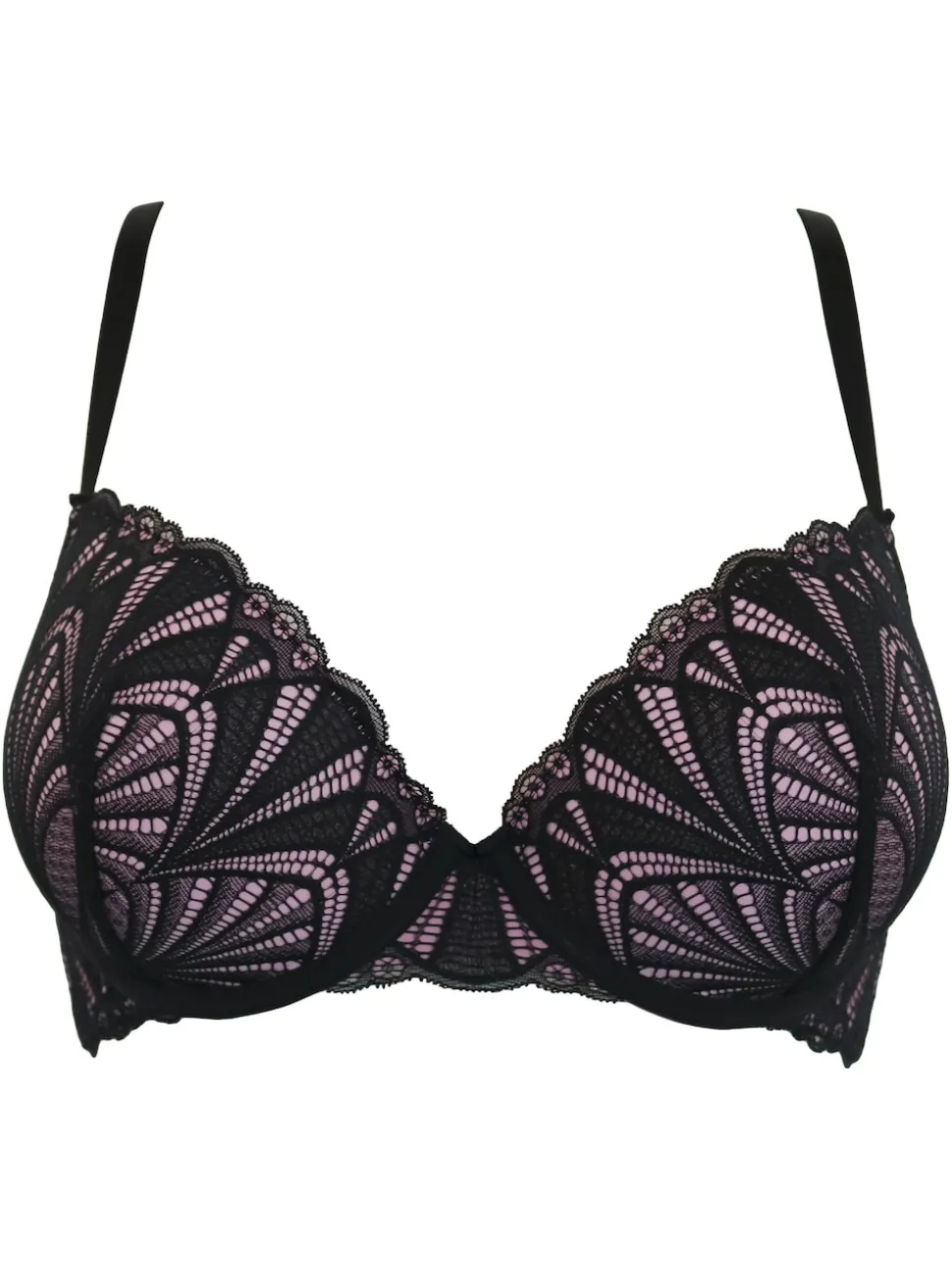 Pour Moi Black/Rose Push Up New Romance Bra