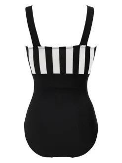 Pour Moi Black/White Palm Springs Colour Block Tummy Control Swimsuit