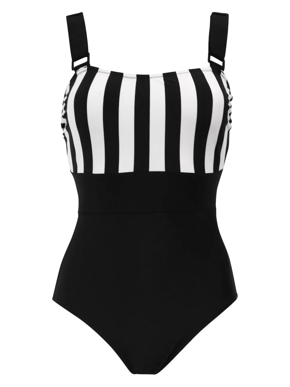 Pour Moi Black/White Palm Springs Colour Block Tummy Control Swimsuit