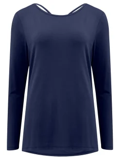 Pour Moi Blue Cross Back Jersey Yoga Top