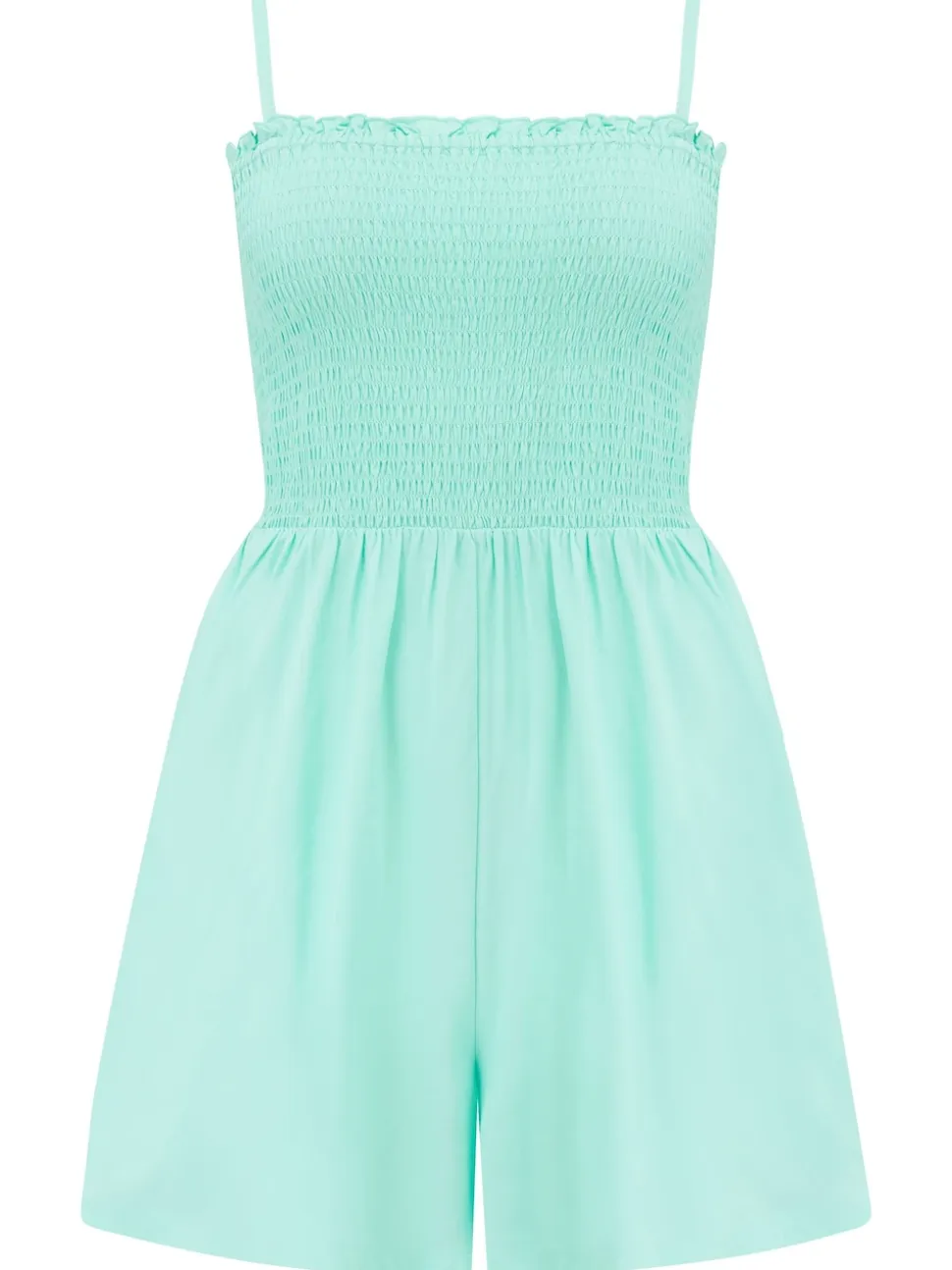 Pour Moi Blue Ground Strapless Shirred Bodice Woven Beach Playsuit