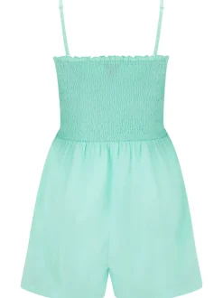 Pour Moi Blue Ground Strapless Shirred Bodice Woven Beach Playsuit