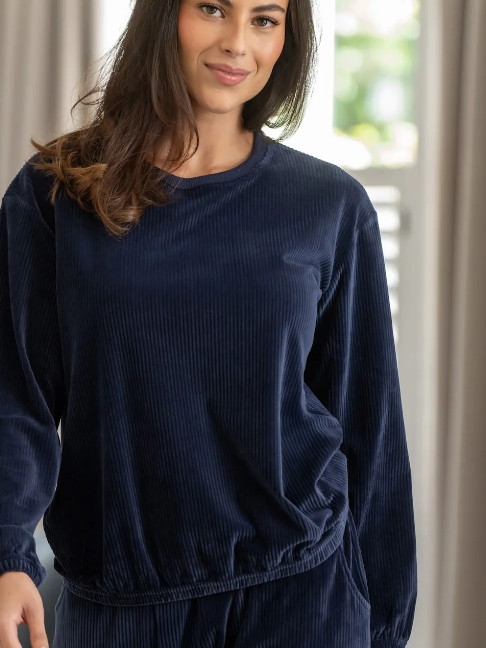 Pour Moi Blue Ribbed Cosy Fleece Lounge Pyjamas Set