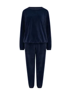 Pour Moi Blue Ribbed Cosy Fleece Lounge Pyjamas Set