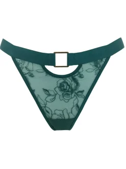 Pour Moi Green India Embroidery Thongs