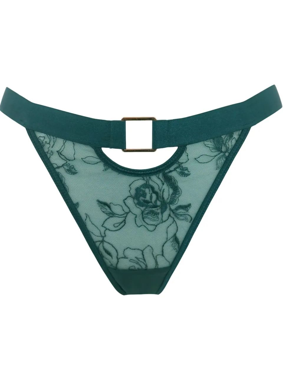 Pour Moi Green India Embroidery Thongs