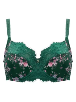 Pour Moi Green Non Padded Bliss Printed Mesh Side Support Bra