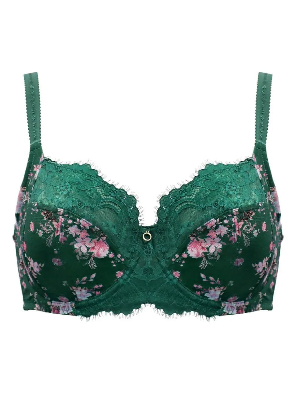 Pour Moi Green Non Padded Bliss Printed Mesh Side Support Bra