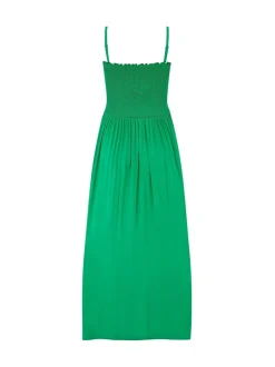 Pour Moi Green Strapless Shirred Bodice Woven Maxi Beach Dress