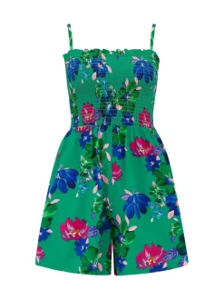 Pour Moi Green Strapless Shirred Bodice Woven Beach Playsuit