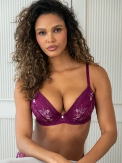 Pour Moi Magenta/Pink Padded Sonnet Two Tone Lace Bra