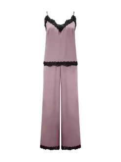 Pour Moi Purple Dusk Satin and Lace Cami and Trousers Pyjama Set