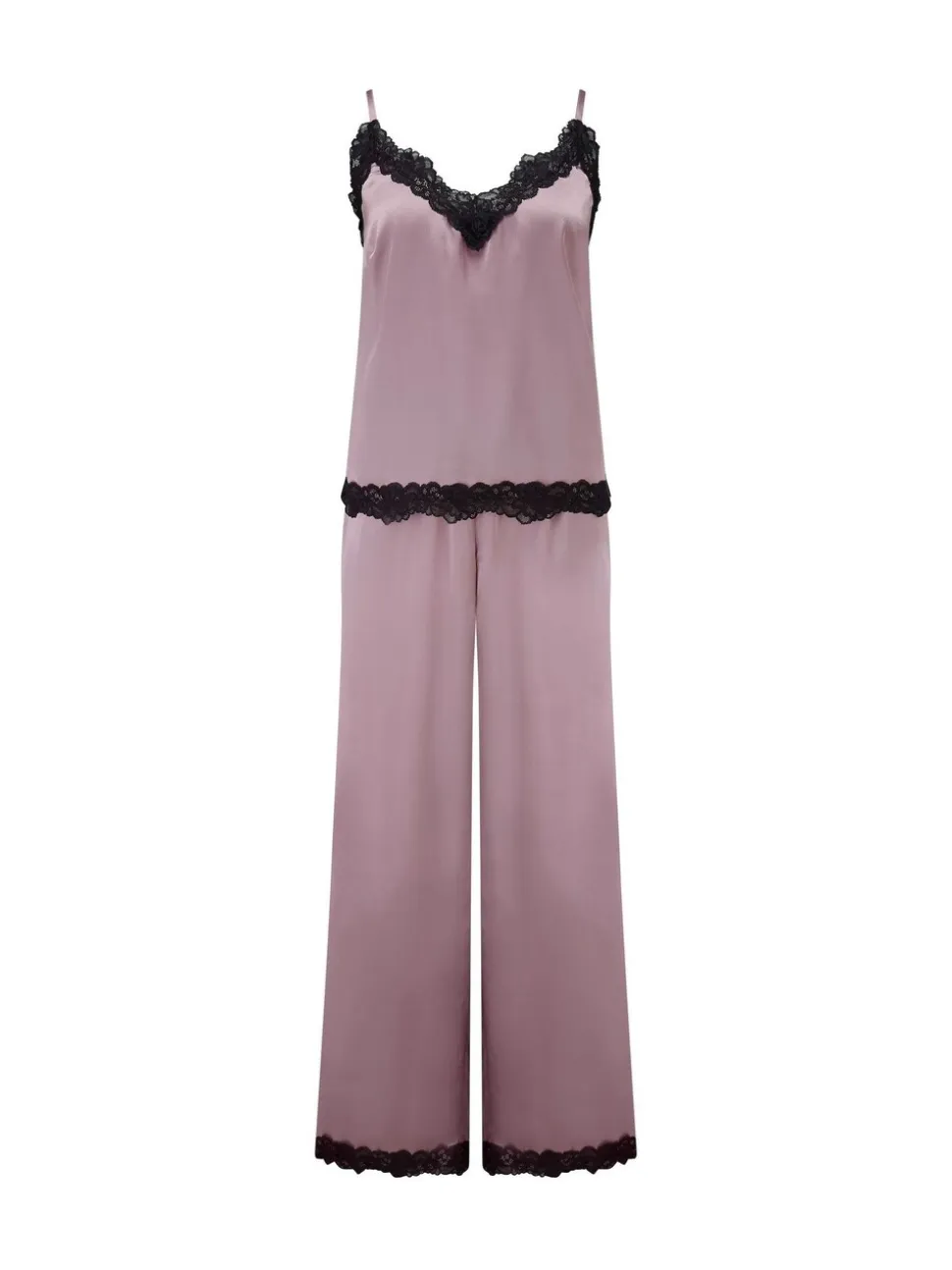 Pour Moi Purple Dusk Satin and Lace Cami and Trousers Pyjama Set