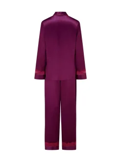 Pour Moi Purple Dusk Satin and Lace Cuban Collar Pyjamas Set