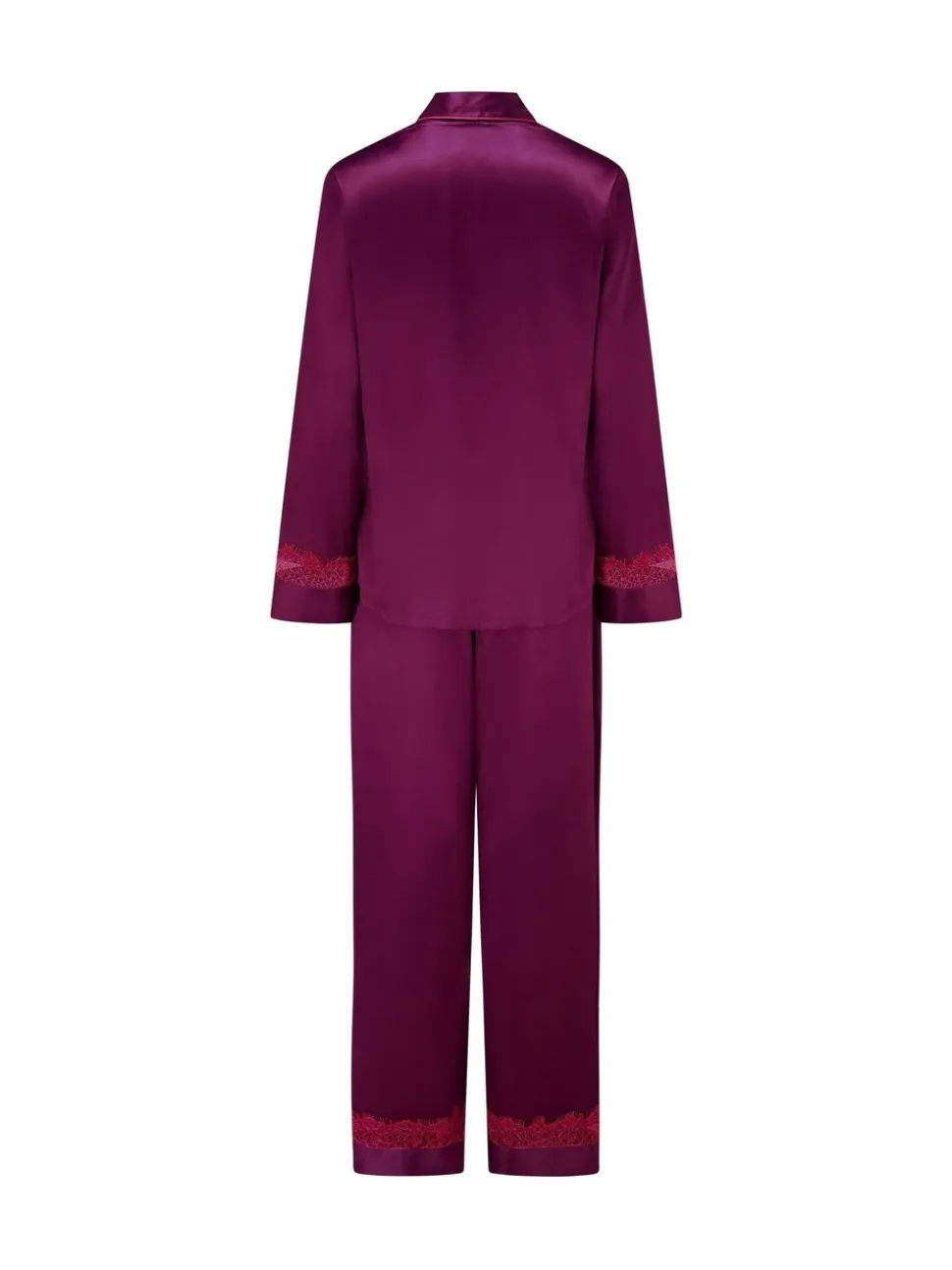 Pour Moi Purple Dusk Satin and Lace Cuban Collar Pyjamas Set