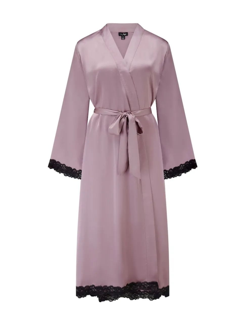 Pour Moi Purple Dusk Satin and Lace Kimono Sleeve Dressing Gown