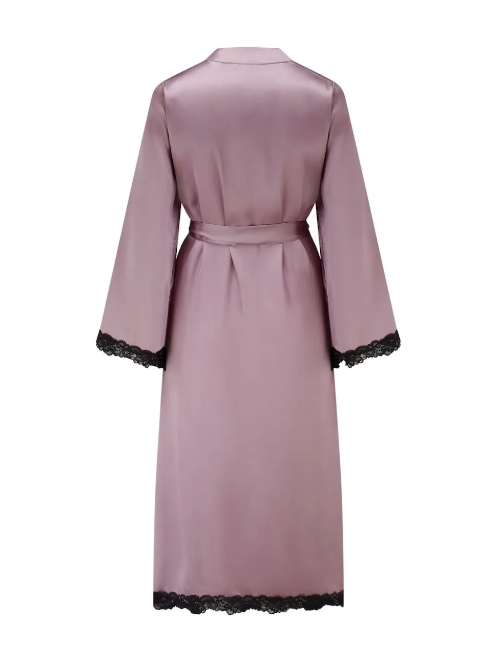 Pour Moi Purple Dusk Satin and Lace Kimono Sleeve Dressing Gown